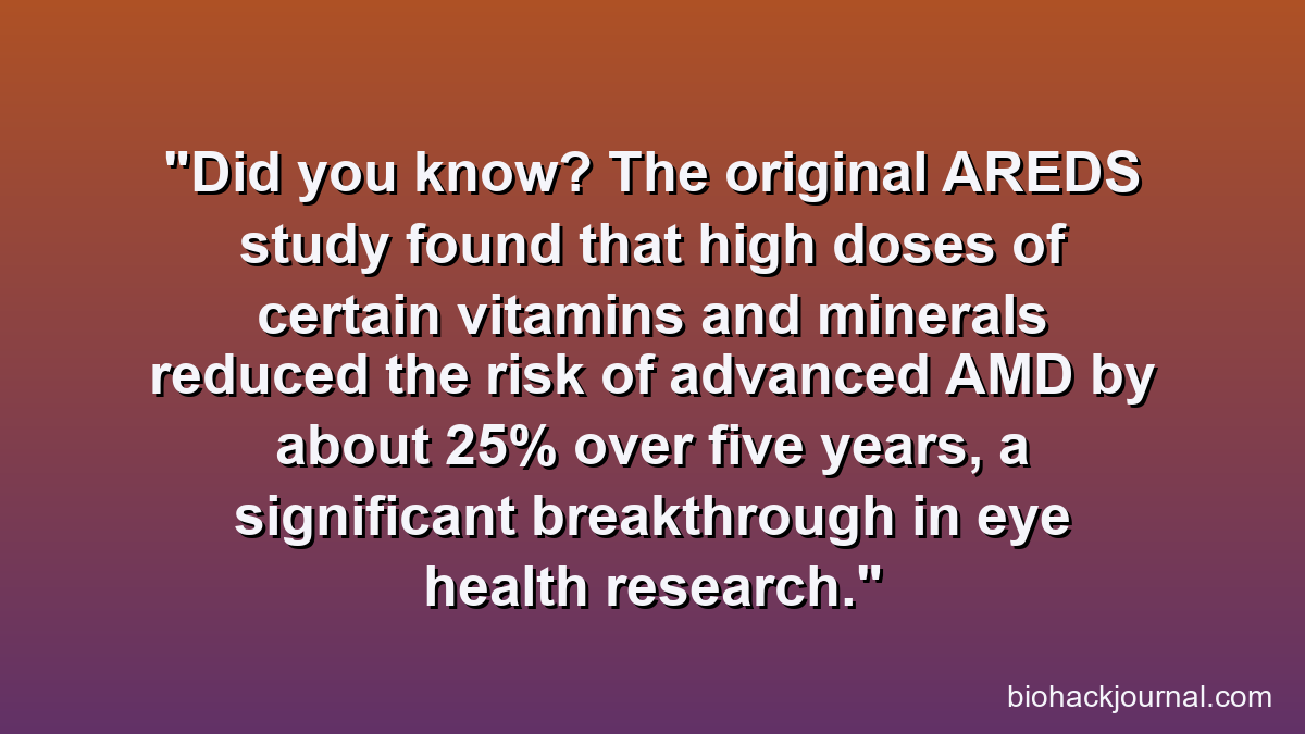 Did you know? The original AREDS study found that high doses of certain vitamins and minerals reduced the risk of advanced AMD by about 25% over five years, a significant breakthrough in eye health research.