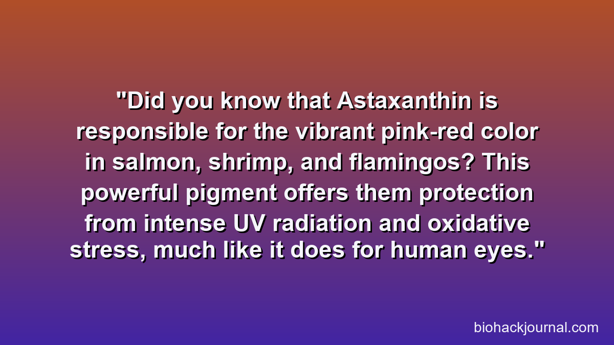 Did you know that Astaxanthin is responsible for the vibrant pink-red color in salmon, shrimp, and flamingos? This powerful pigment offers them protection from intense UV radiation and oxidative stress, much like it does for human eyes.