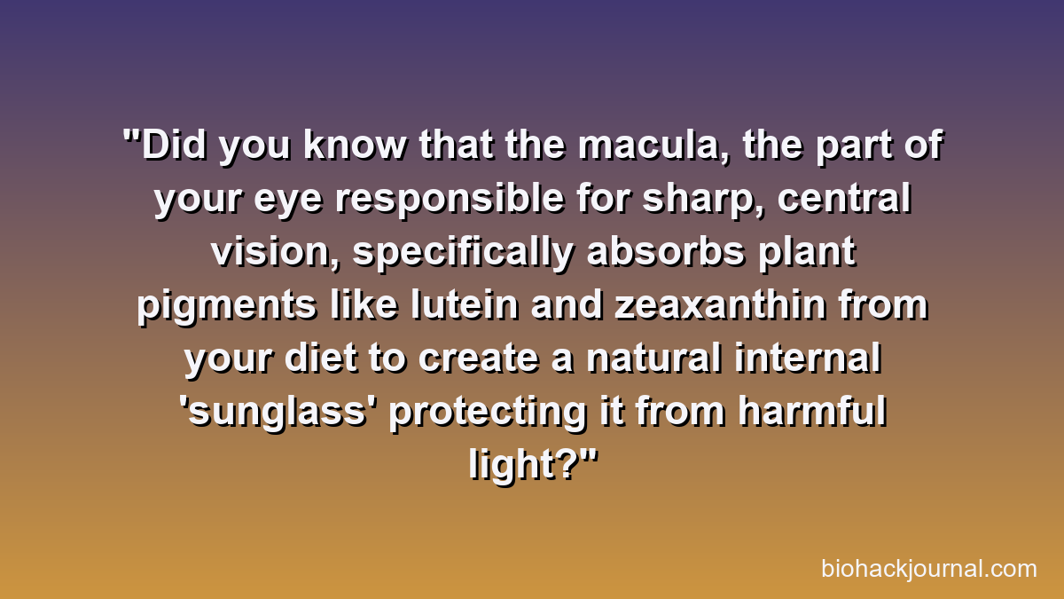 Did you know that the macula, the part of your eye responsible for sharp, central vision, specifically absorbs plant pigments like lutein and zeaxanthin from your diet to create a natural internal 'sunglass' protecting it from harmful light?