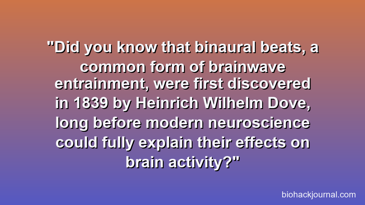 Did you know that binaural beats, a common form of brainwave entrainment, were first discovered in 1839 by Heinrich Wilhelm Dove, long before modern neuroscience could fully explain their effects on brain activity?