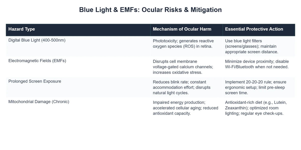 Blue Light & EMFs: Ocular Risks & Mitigation