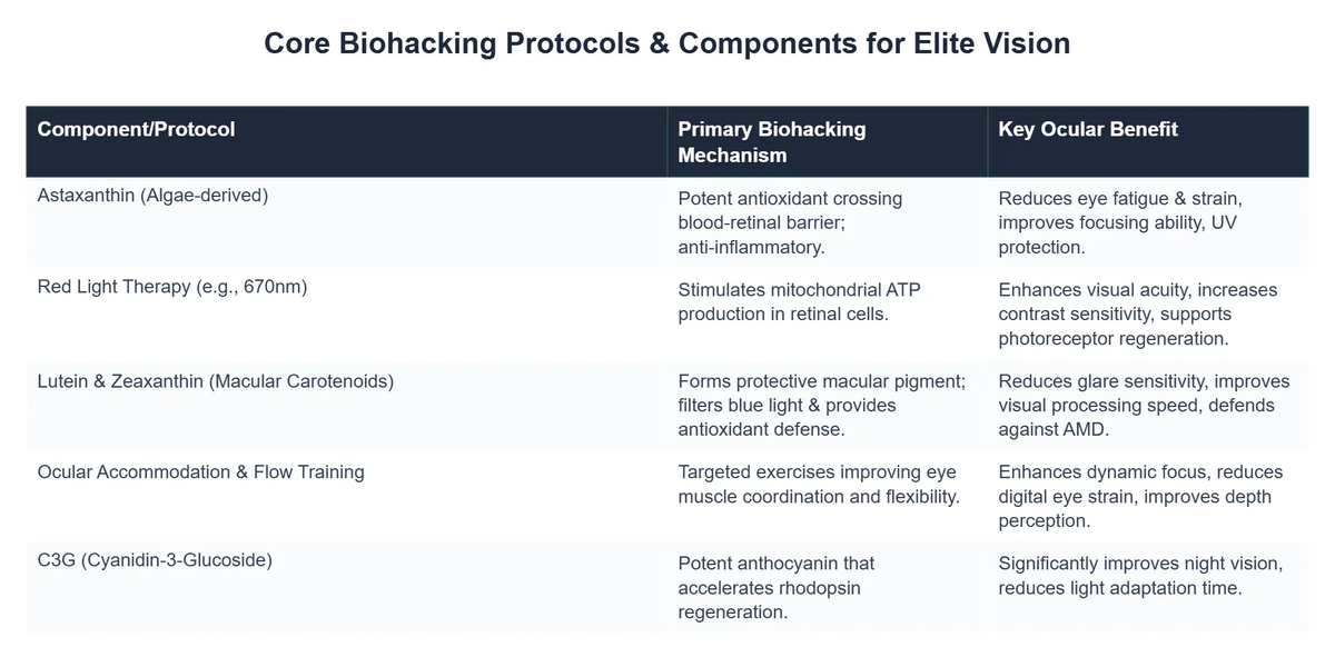 Core Biohacking Protocols & Components for Elite Vision