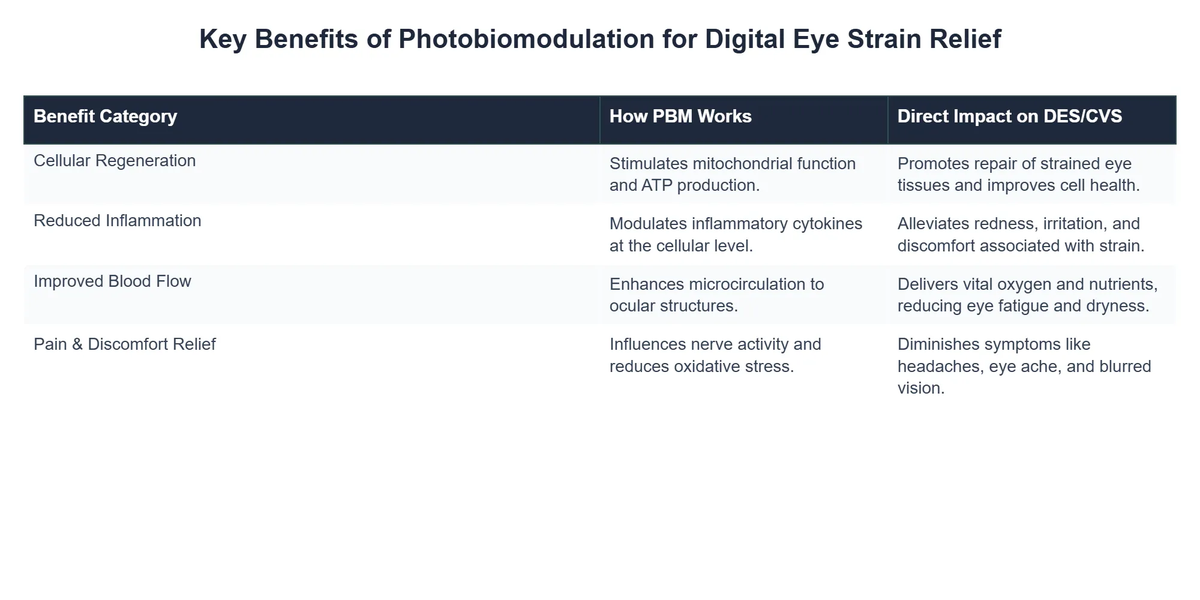 Key Benefits of Photobiomodulation for Digital Eye Strain Relief