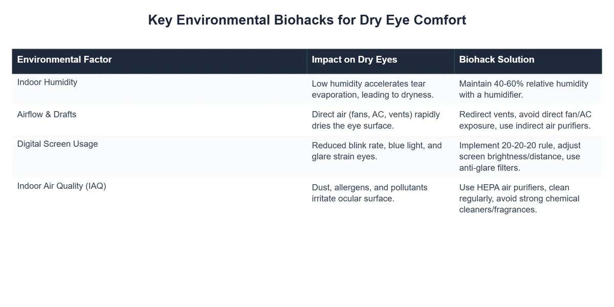 Key Environmental Biohacks for Dry Eye Comfort