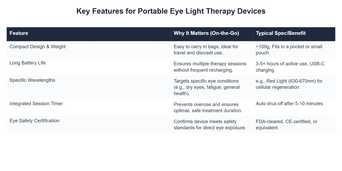Key Features for Portable Eye Light Therapy Devices