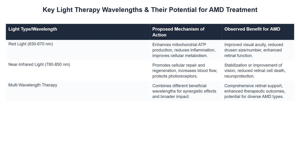 Key Light Therapy Wavelengths & Their Potential for AMD Treatment