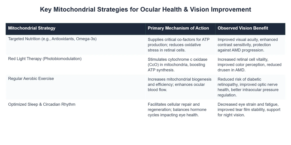 Key Mitochondrial Strategies for Ocular Health & Vision Improvement