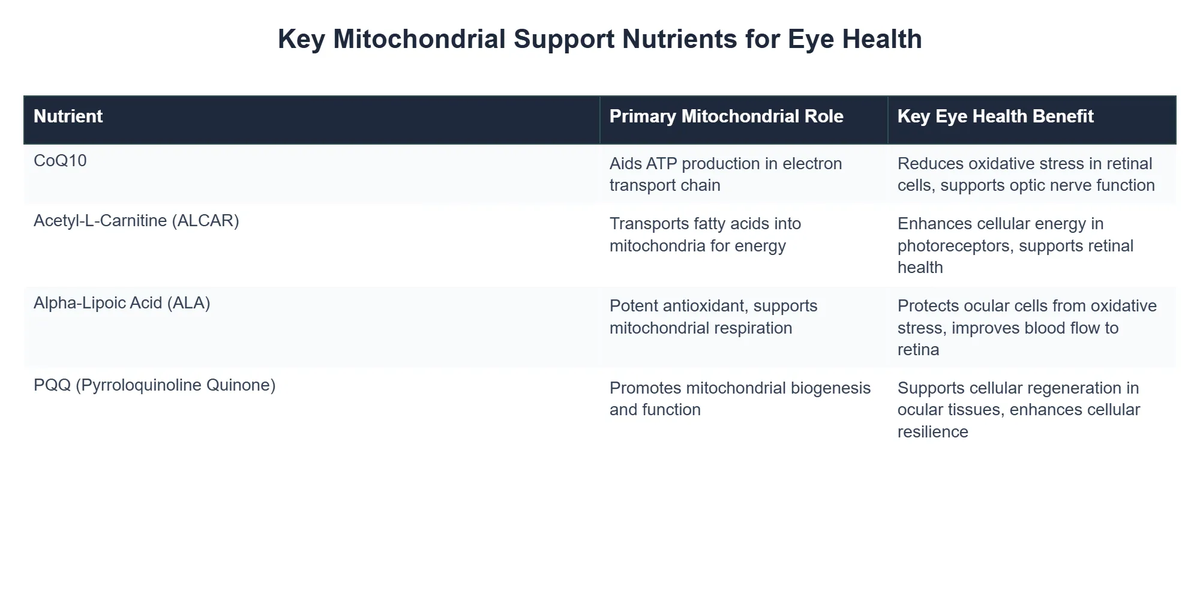 Key Mitochondrial Support Nutrients for Eye Health