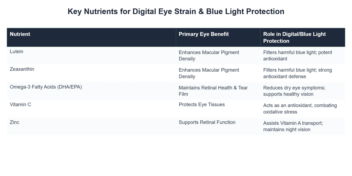 Key Nutrients for Digital Eye Strain & Blue Light Protection