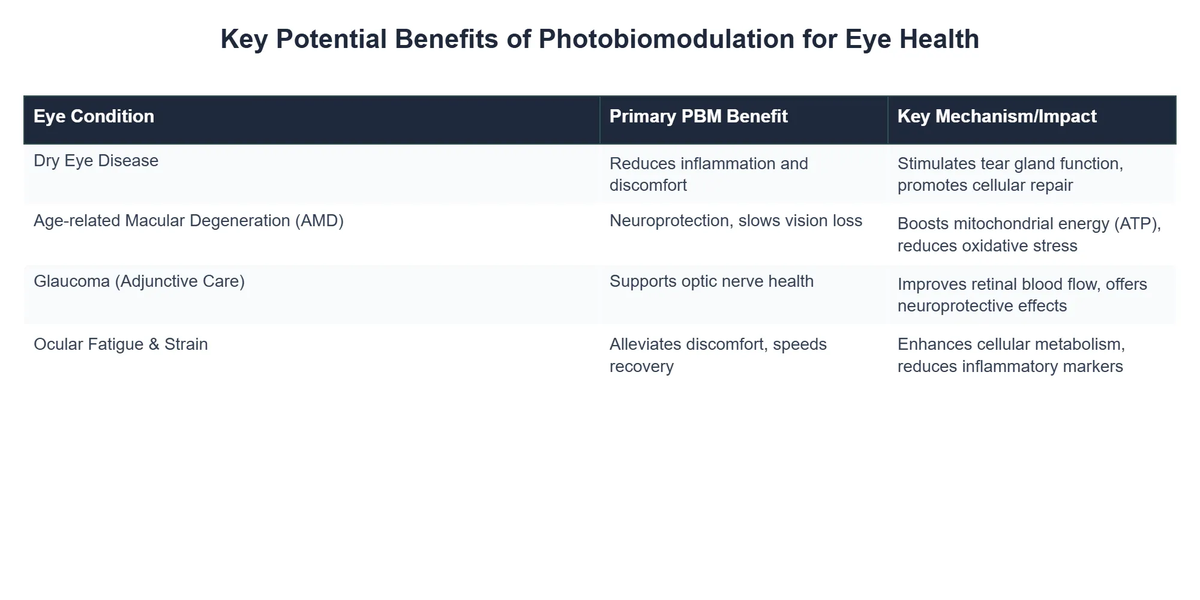 Key Potential Benefits of Photobiomodulation for Eye Health