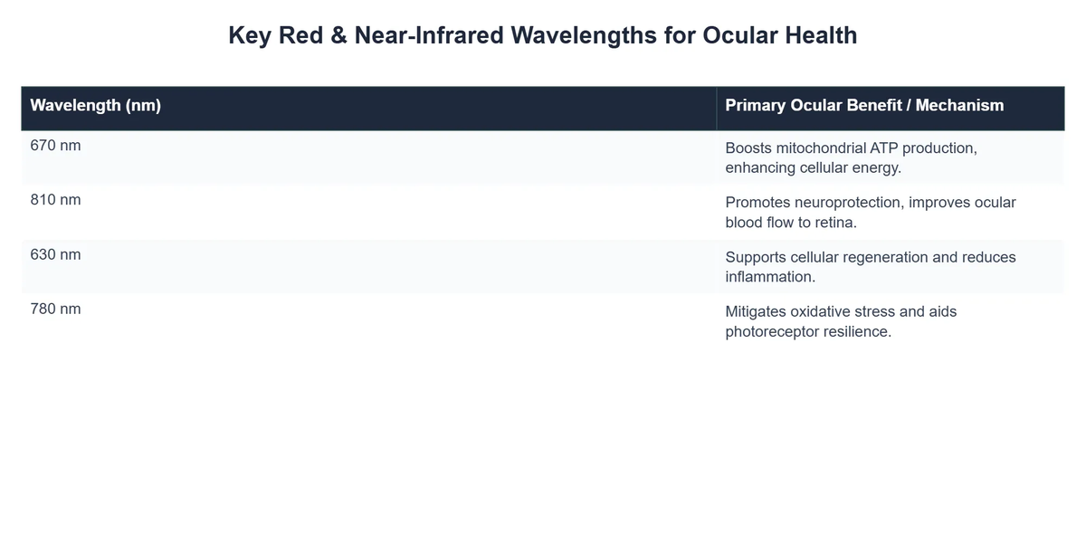 Key Red & Near-Infrared Wavelengths for Ocular Health