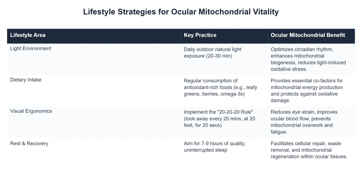 Lifestyle Strategies for Ocular Mitochondrial Vitality