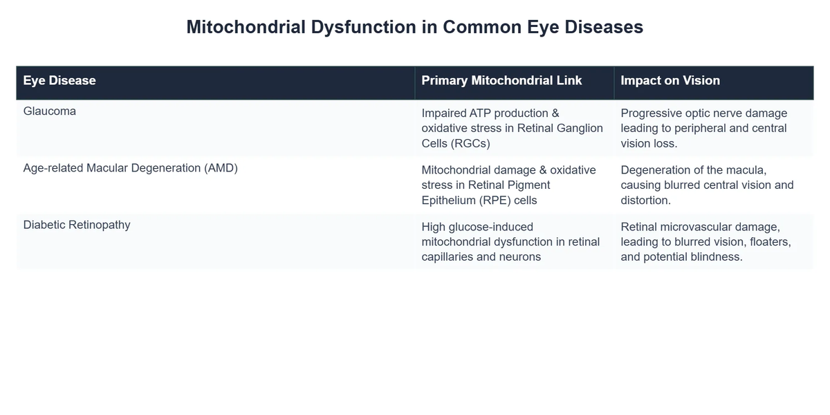 Mitochondrial Dysfunction in Common Eye Diseases