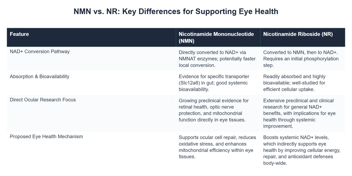 NMN vs. NR: Key Differences for Supporting Eye Health