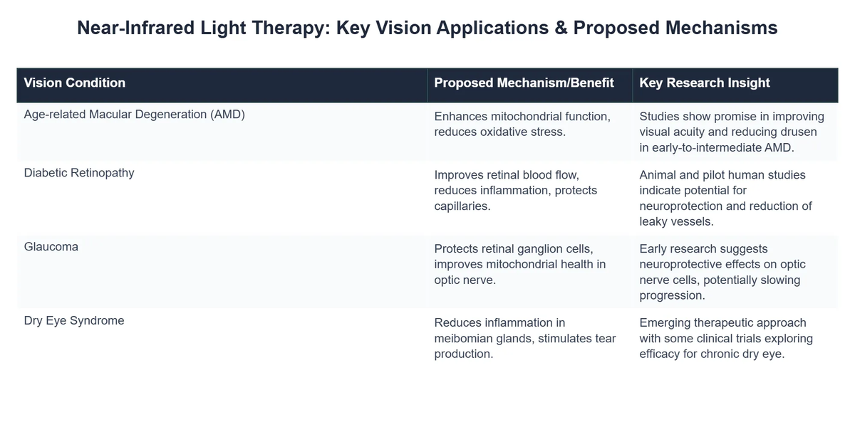 Near-Infrared Light Therapy: Key Vision Applications & Proposed Mechanisms