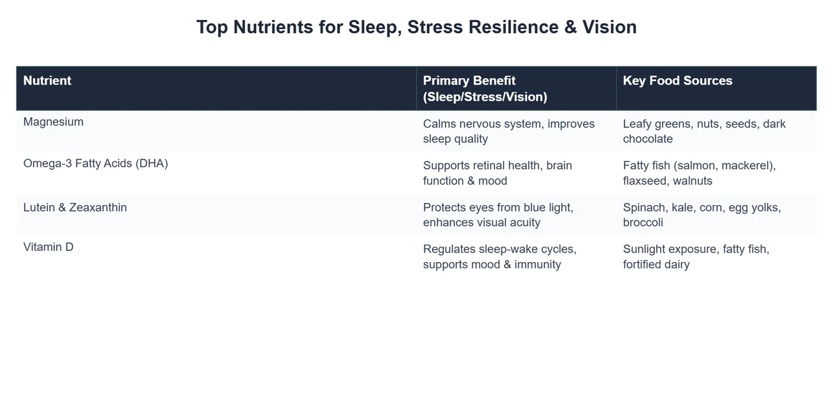 Top Nutrients for Sleep, Stress Resilience & Vision