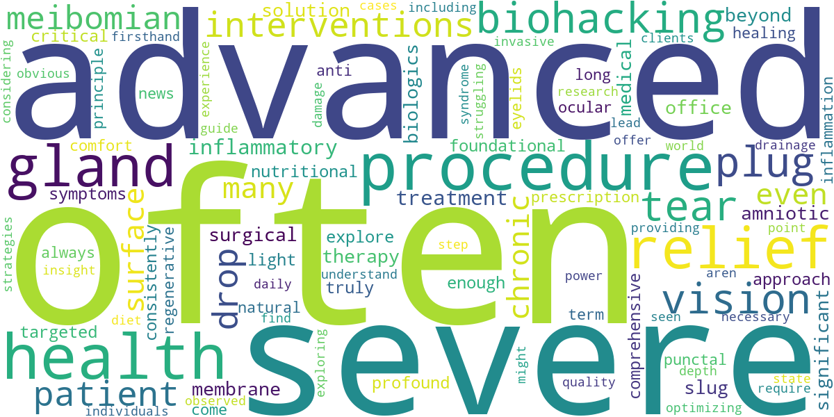 Word cloud for article: Advanced Surgical & In-Office Procedures for Severe Dry Eye: Beyond Biohacking