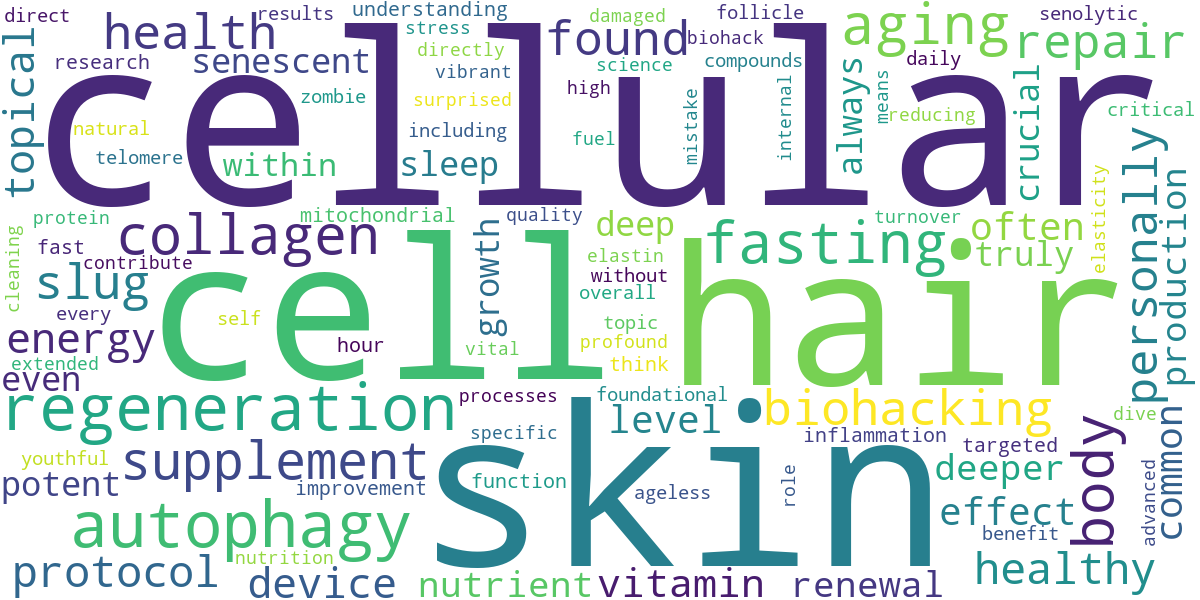Word cloud for article: Cellular Regeneration & Autophagy: Biohacking for Ageless Skin & Hair