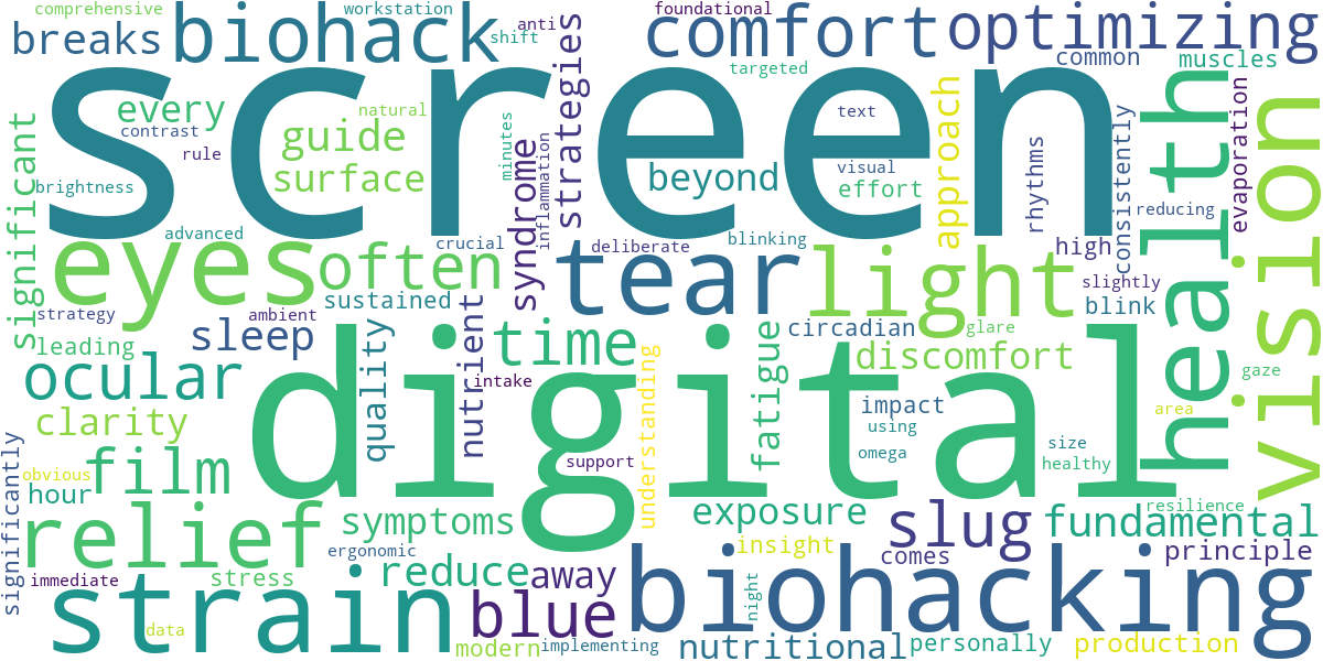 Word cloud for article: Digital Eye Strain & Dry Eye: Biohacking Your Screen Time Habits for Relief