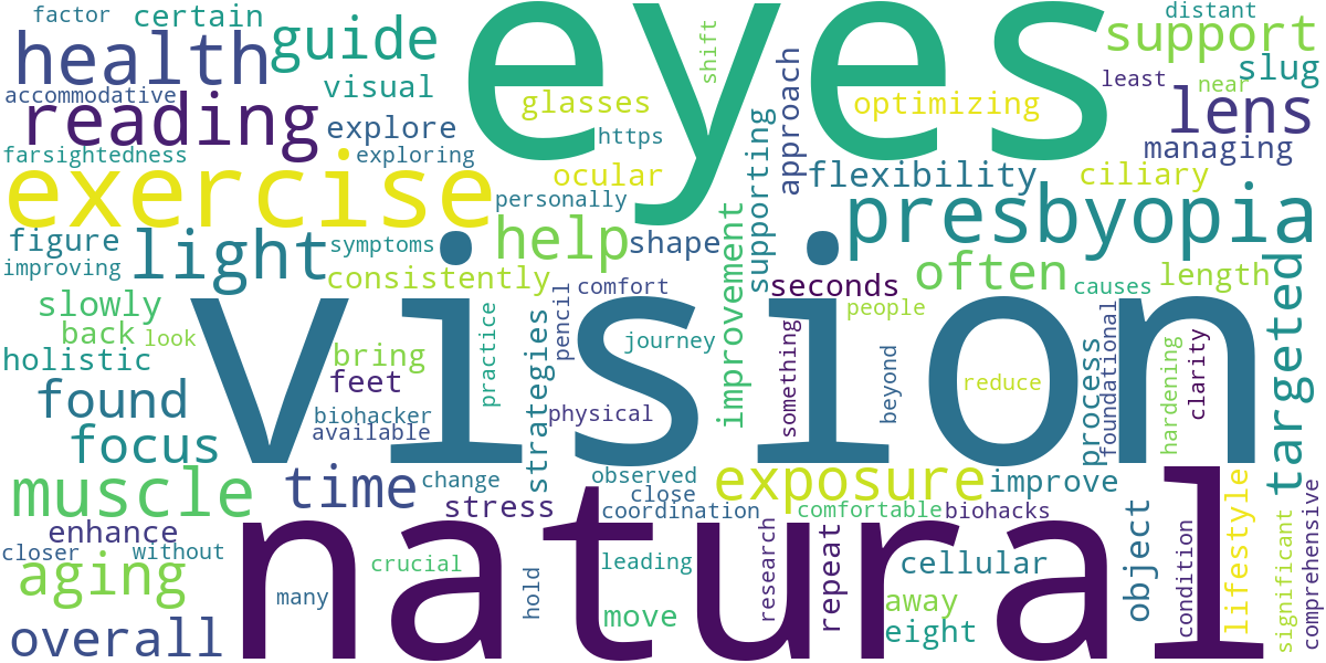 Word cloud for article: Natural Strategies & Exercises for Presbyopia (Farsightedness & Aging Eyes)