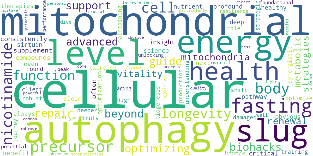 Word cloud for article: Next-Level Mitochondrial Biohacks: NAD+, Autophagy, and Beyond