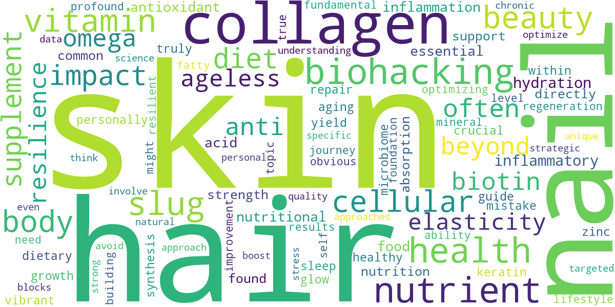 Word cloud for article: Nutritional Biohacking: Fueling Ageless Skin, Hair & Nail Resilience