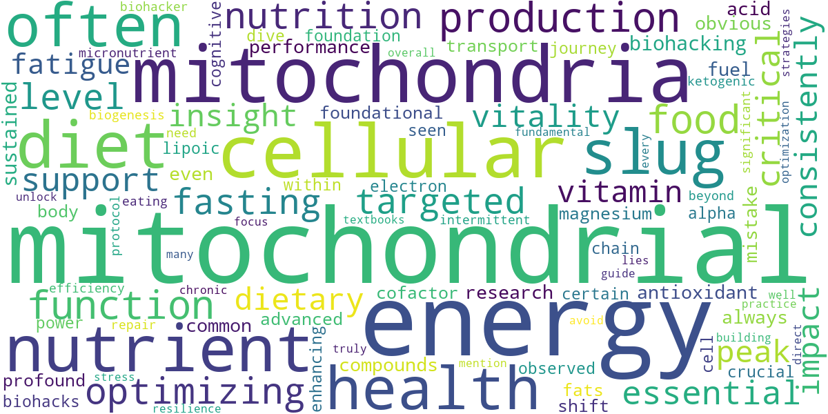 Word cloud for article: Optimizing Energy Through Nutrition: A Biohacker's Diet for Mitochondrial Health