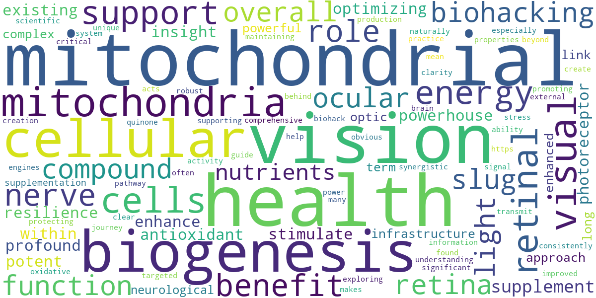 Word cloud for article: PQQ: A Potent Biohack for Retinal Mitochondrial Biogenesis