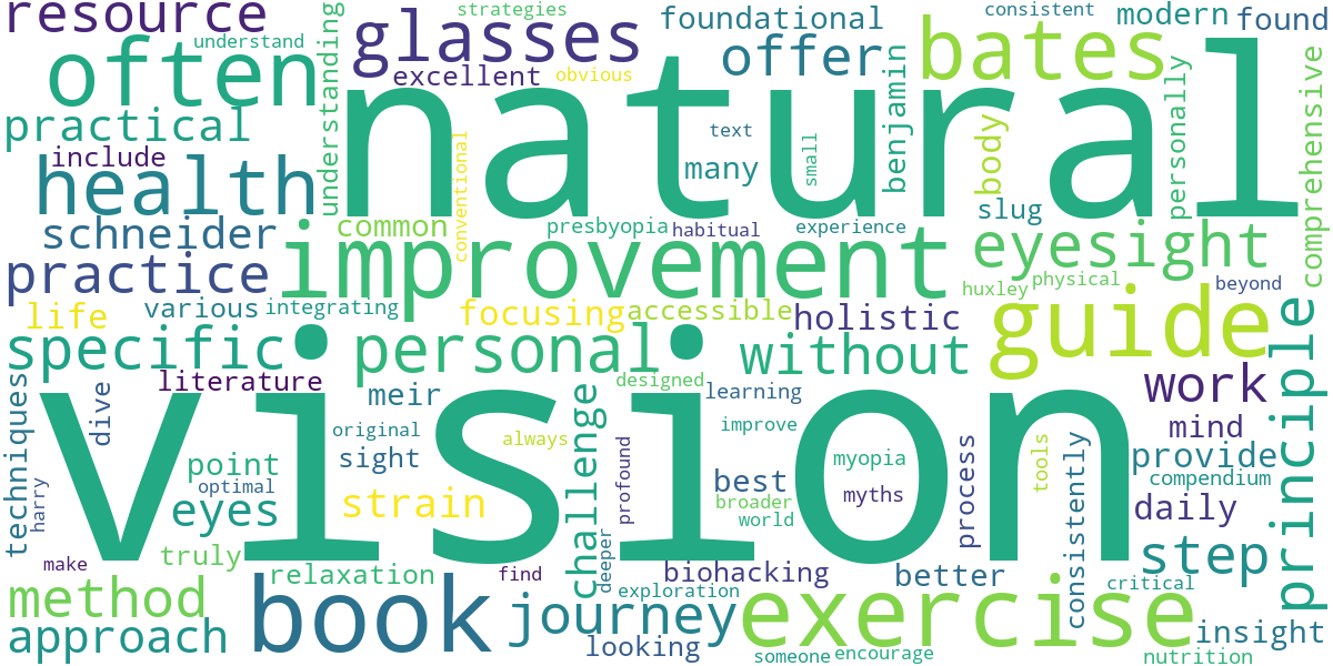 Word cloud for article: The Best Books & Guides for Natural Vision Improvement (Reviews)