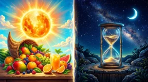 Person practicing circadian fasting during a bright morning sunrise.