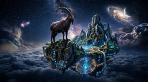 A majestic mountain goat standing on a rocky peak.