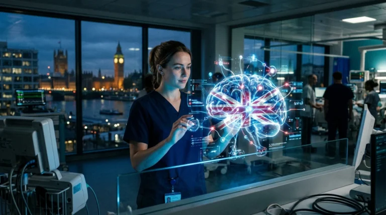 Neuralink brain-computer interface implant procedure at UCLH hospital.